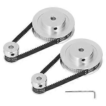 2 Set Synchronous Wheel GT2 Aluminum Alloy Timing Pulley with 2Pcs Length 200mm Width 6mm Belt 5mm I