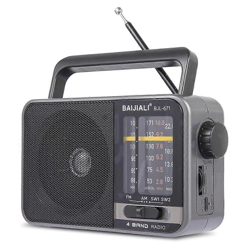 BAIJIALI Portable AM/FM Transistor Radio with DSP Anti-Jamming, USB & Battery Powered - Ideal for Emergencies & Travel
