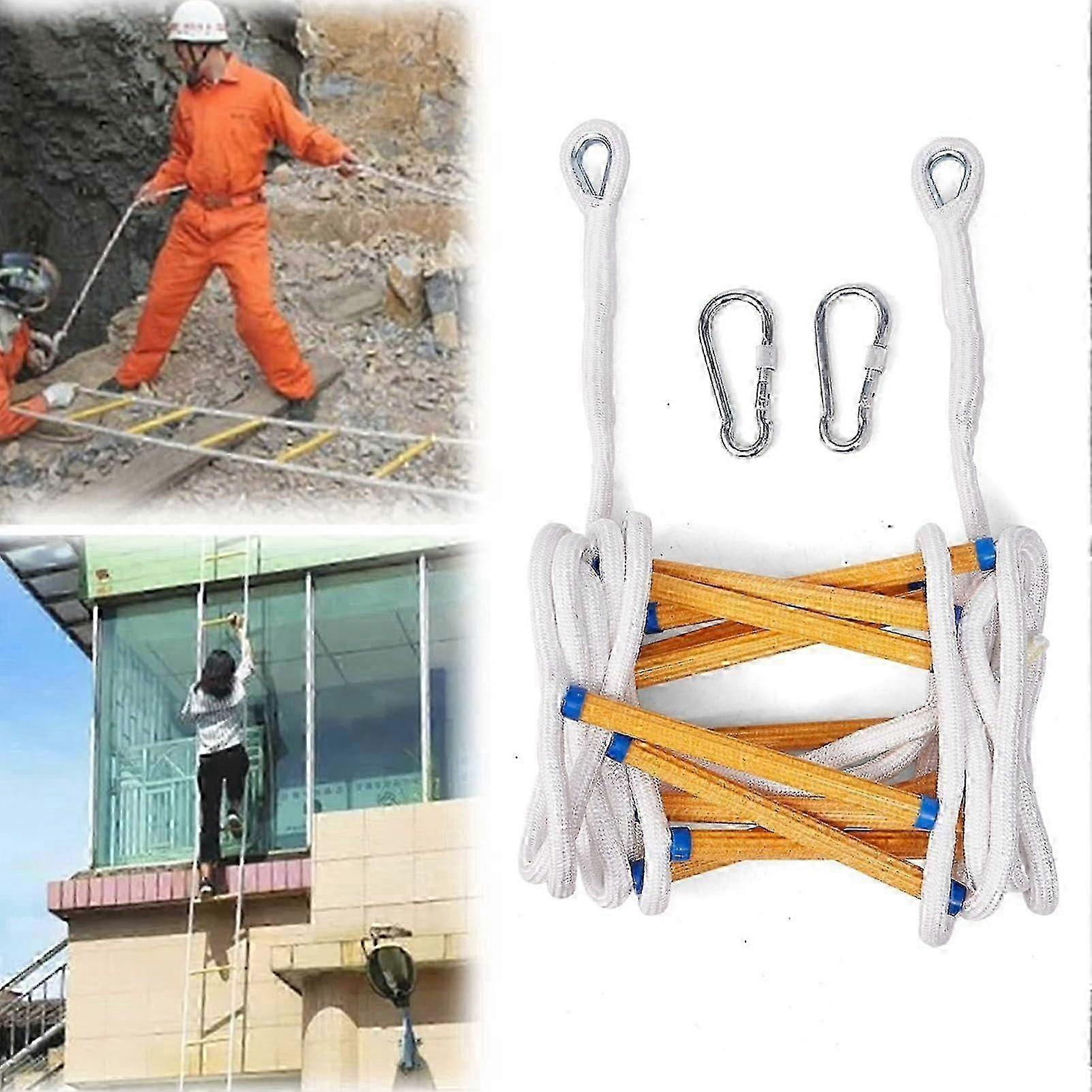 Fire escape rope ladder, emergency safety climbing and rescue rope ladder, reusable compact external rescue ladder.10FT/3M)