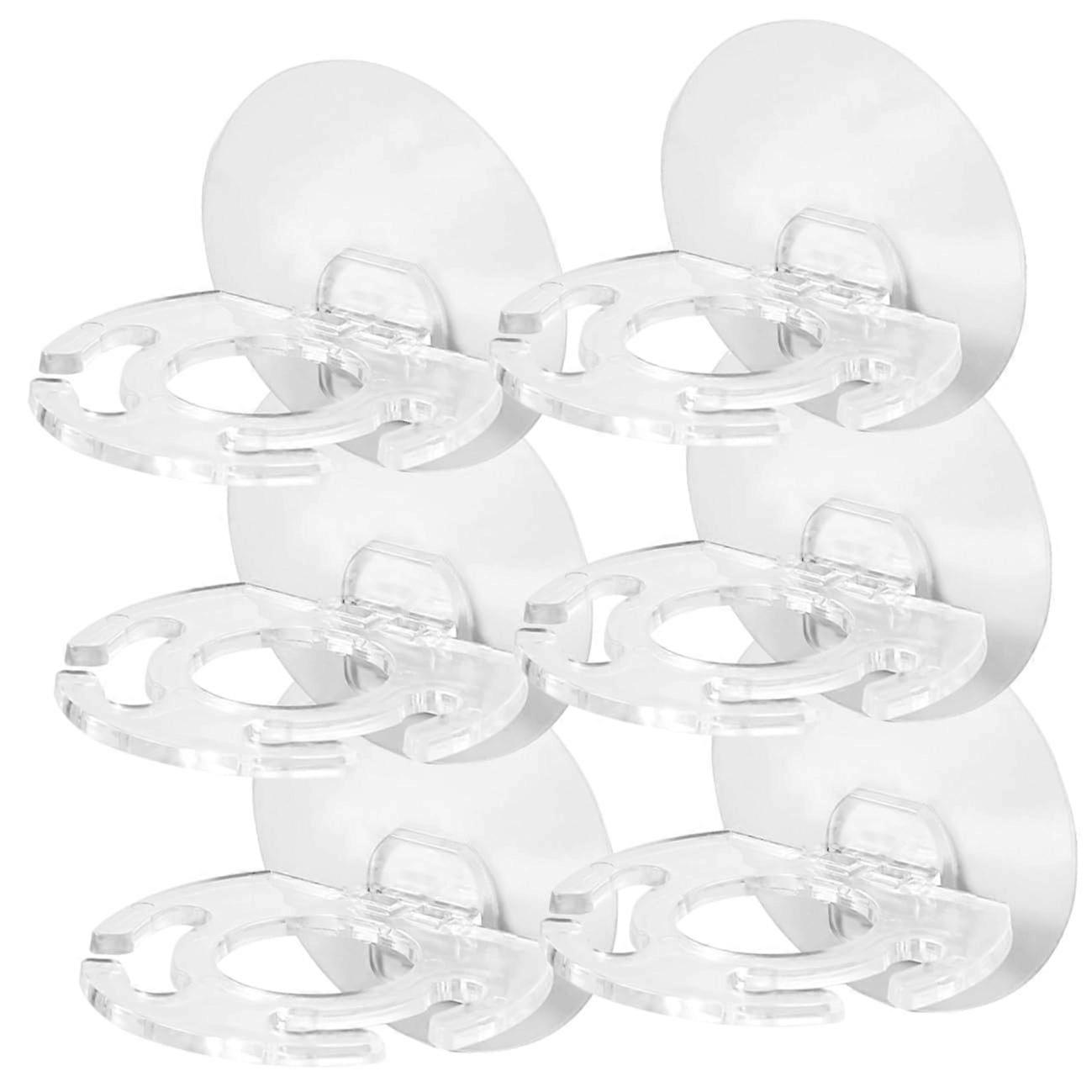 6pcs Transparent Wall Mounted Toothbrush Holder with Self Adhesive Rack for Bathroom Storage Compatible with Electric Toothbrushes and Razors