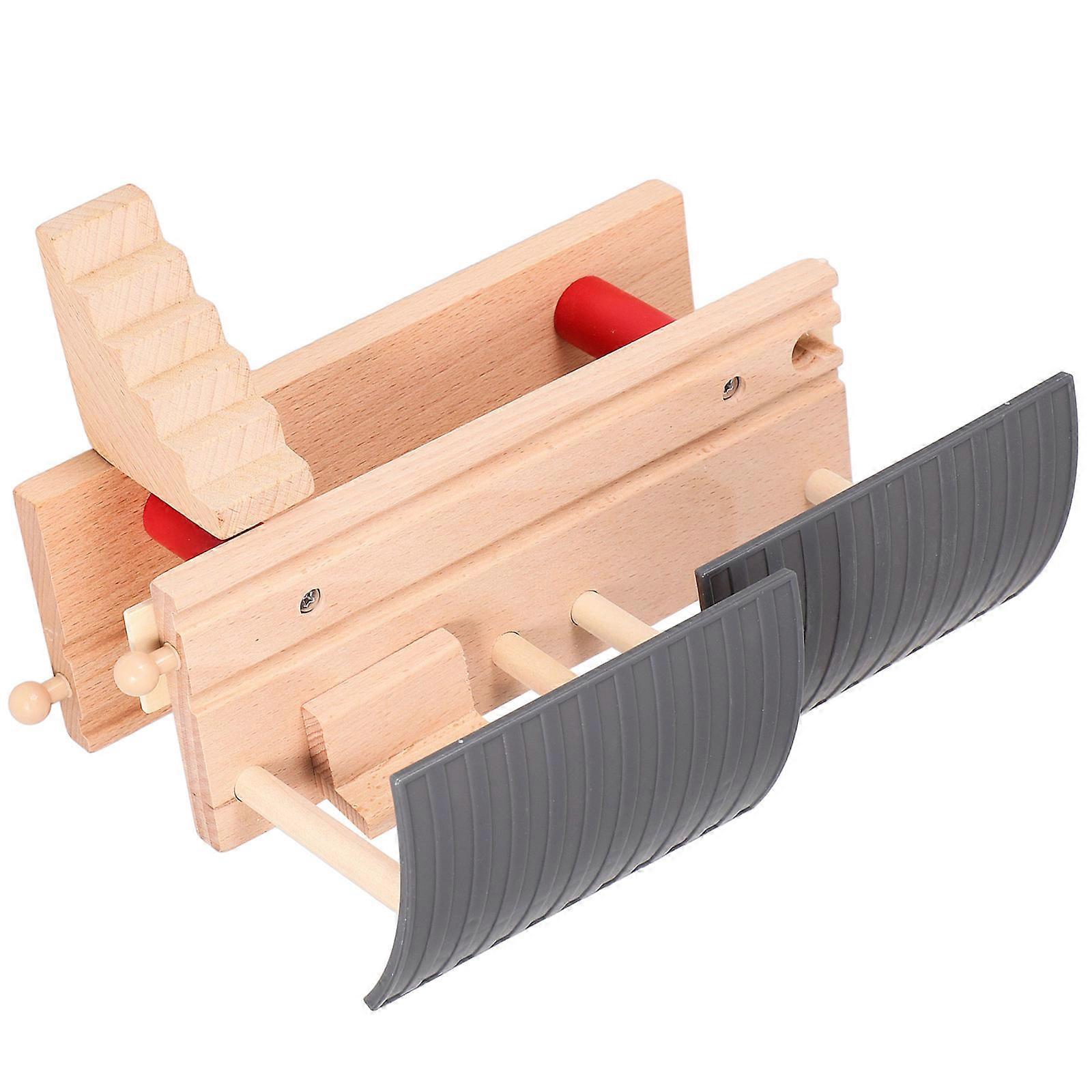 Wooden Railway Station Platform for Playing Double-Deck Track Accessory Toy