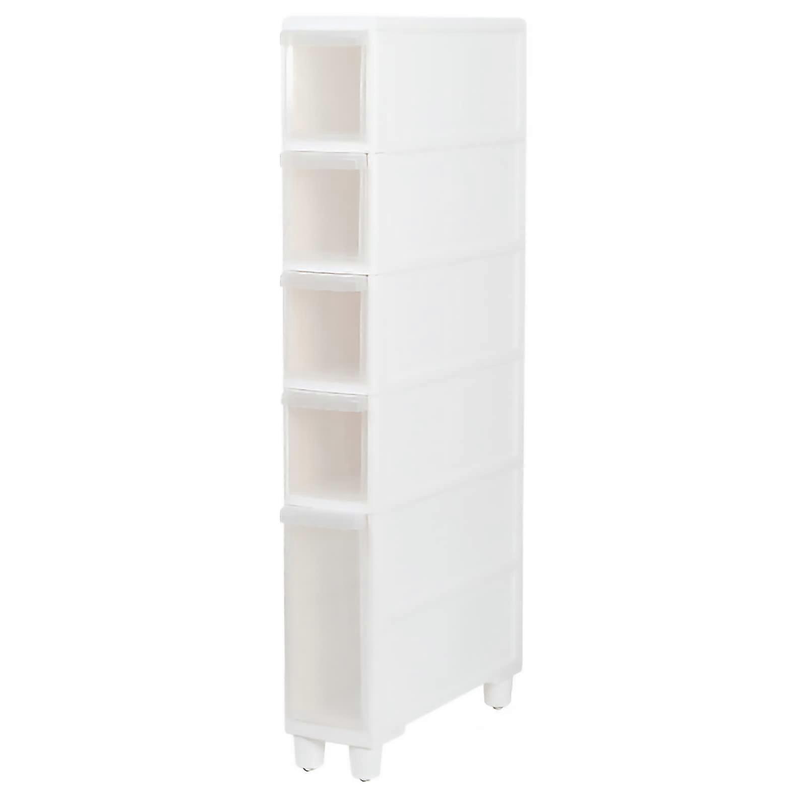 Narrow Tall Bathroom Floor Cabinet Slim Vertical Storage Unit With 4 Clear Drawers Casters No Assembly 14cm/22cm Width