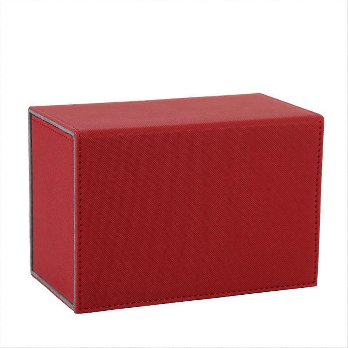 Card Deck Box, Premium Card Box with Flip Dice Tray , Card Deck Case Storage Box for Sports Playing Game Cards Red