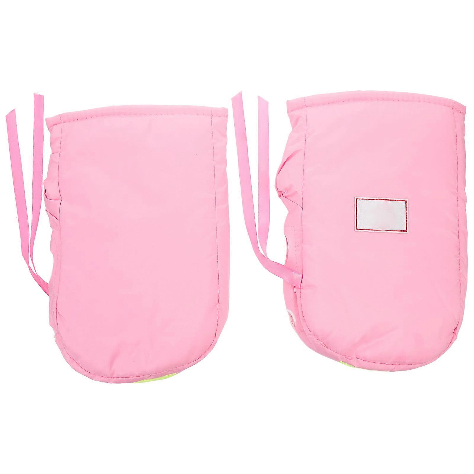 Pink Oxford Cloth Motorcycle Winter Gloves for Handlebar Use with AntiSlip Design and Touchscreen Functionality