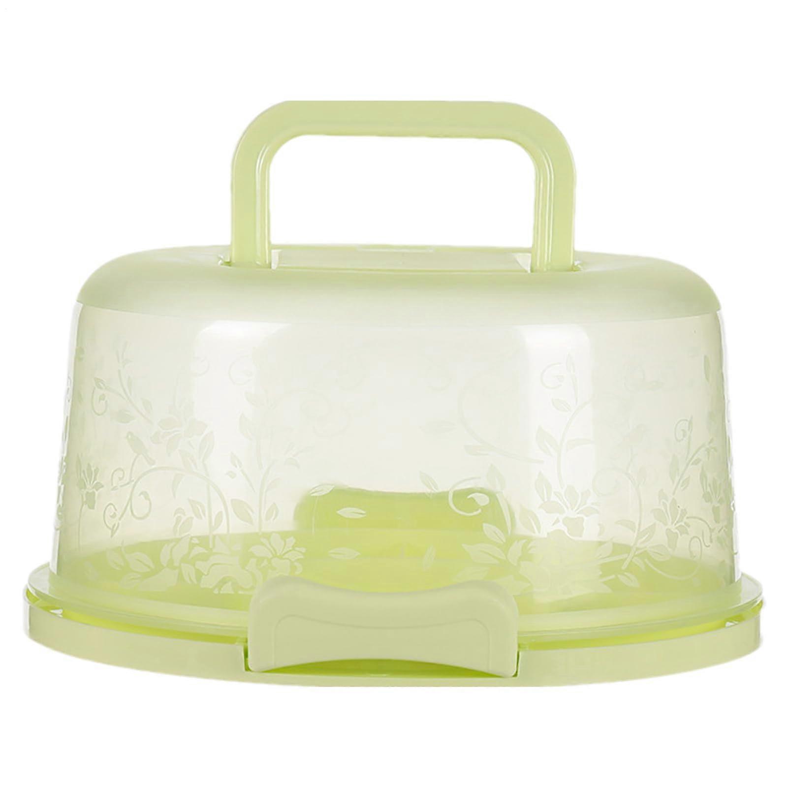 Cake Carrier with Lid and Handle, Secure Latch, MultiPurpose Container for Pies, Cupcakes, Fruit, Green