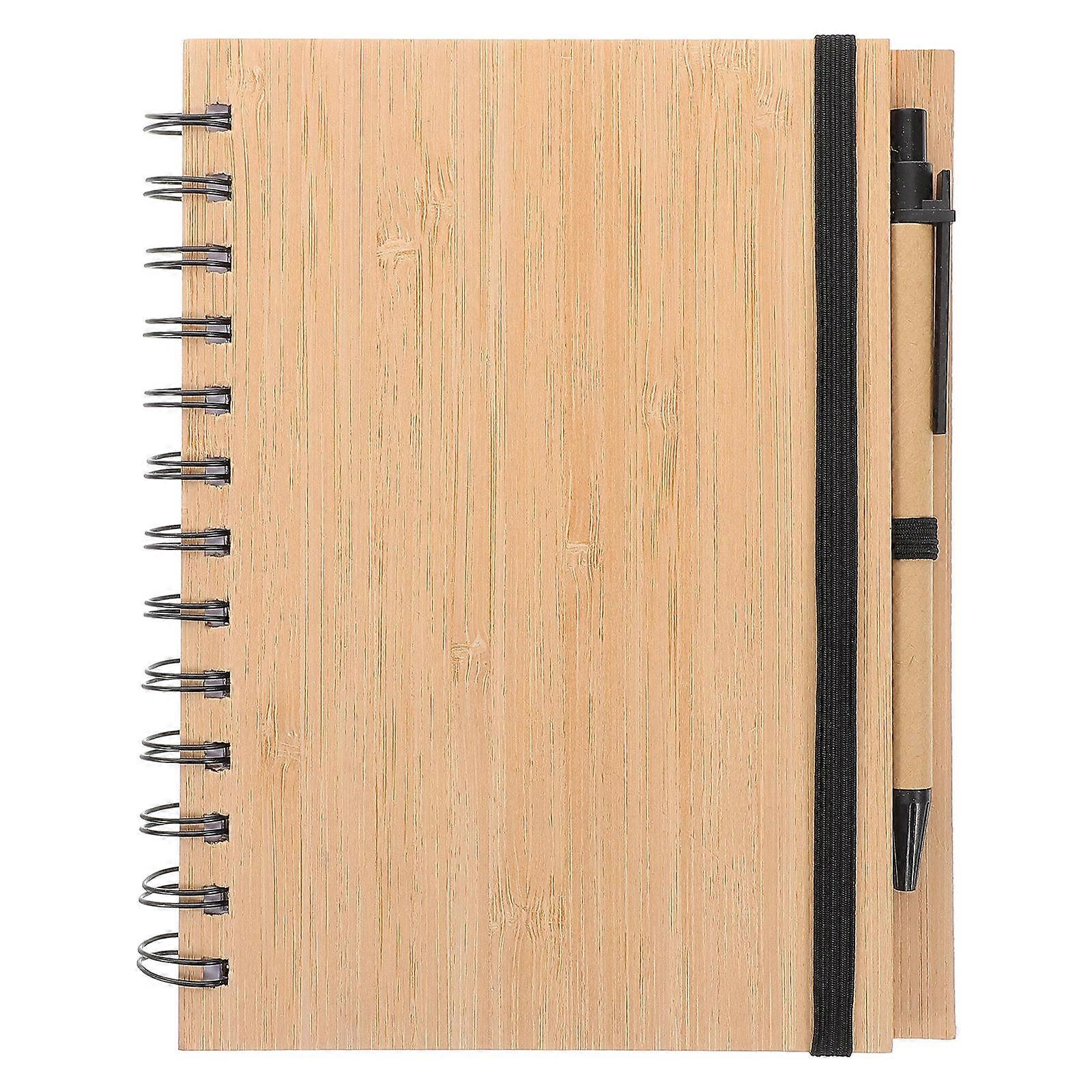 Unique Bamboo Notebook for Note Taking with Spiral Binding 1Set