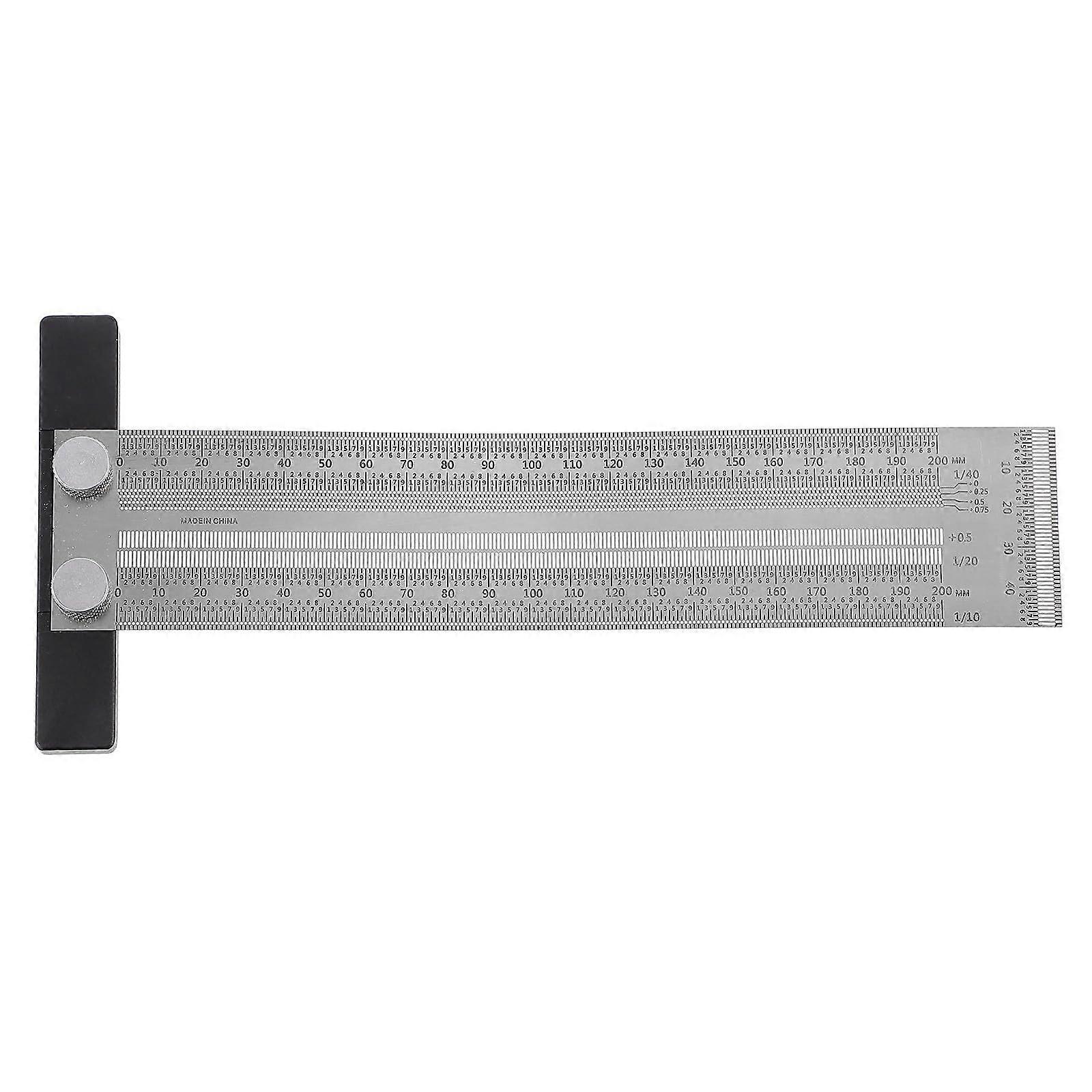 Stainless Steel Carpenter Square Precision TType Woodworking Ruler with Dual Scales for Parallel Marking