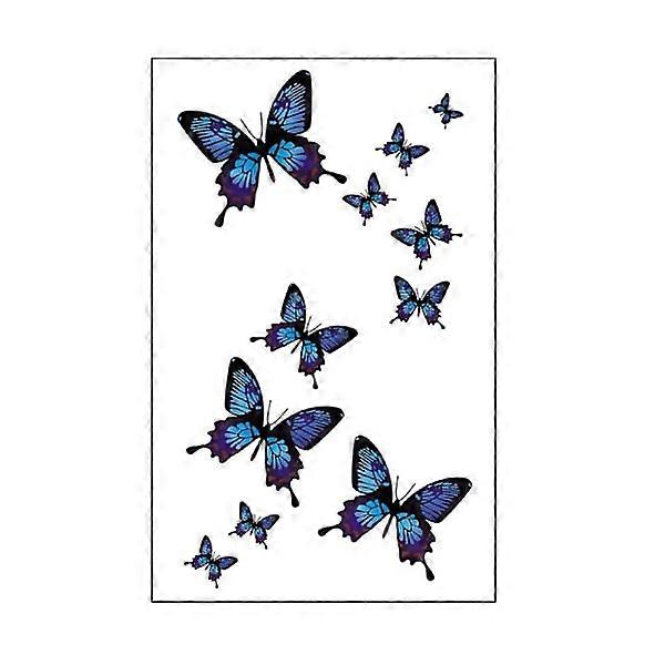 Blue Butterfly Pattern Waterproof Tattoo Stickers T2C3