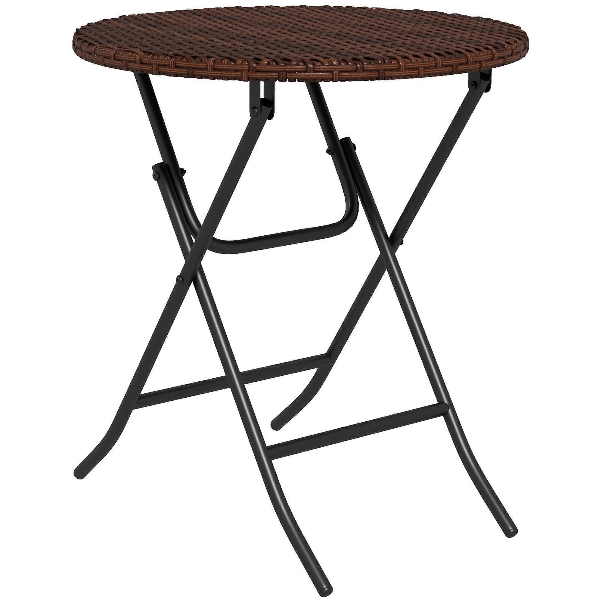 Foldable Rattan Outdoor Coffee Table Round Side Table