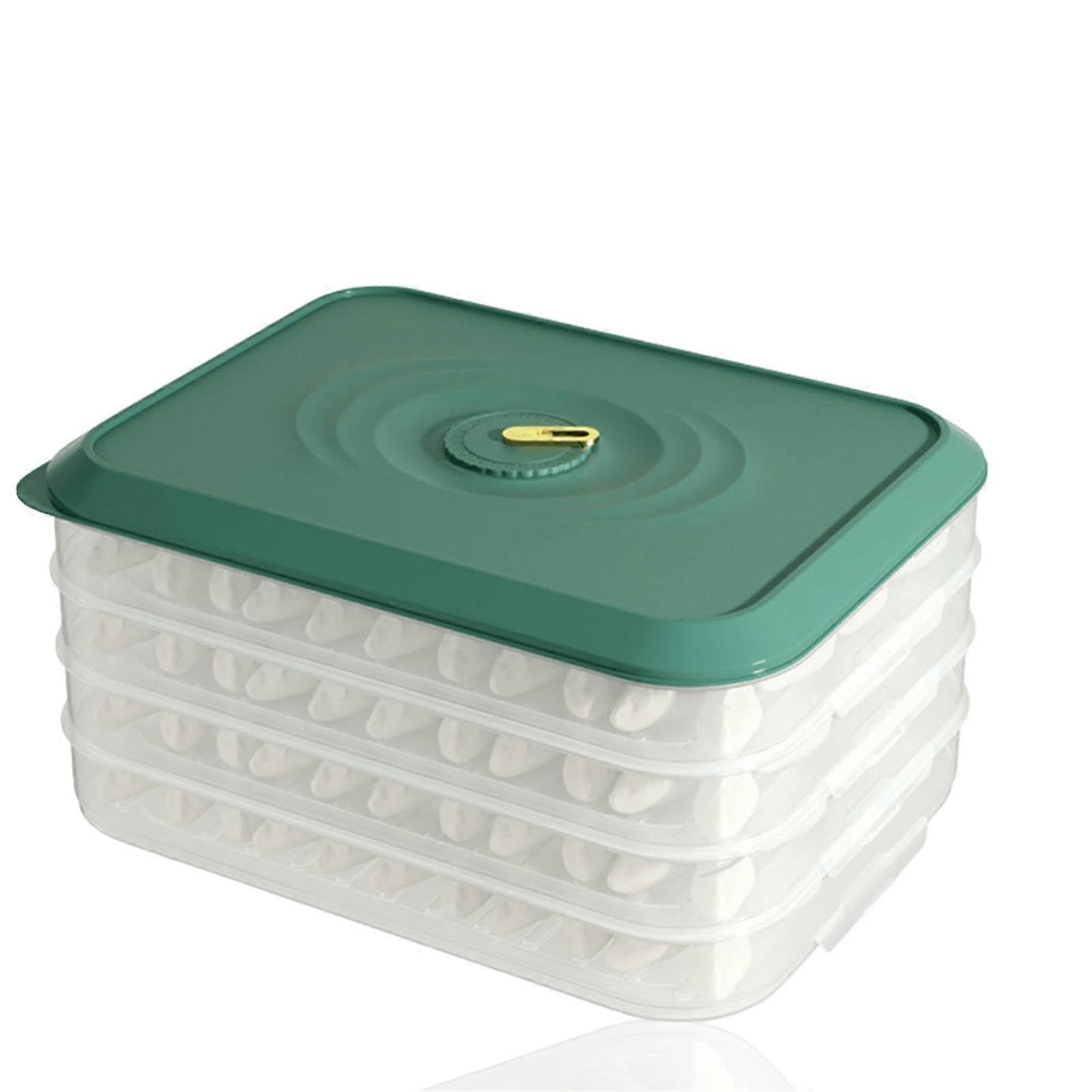 Dumpling Storage Container with Airtight Seal and Freshness Timer, MultiLayer Stackable Freezer Organizer