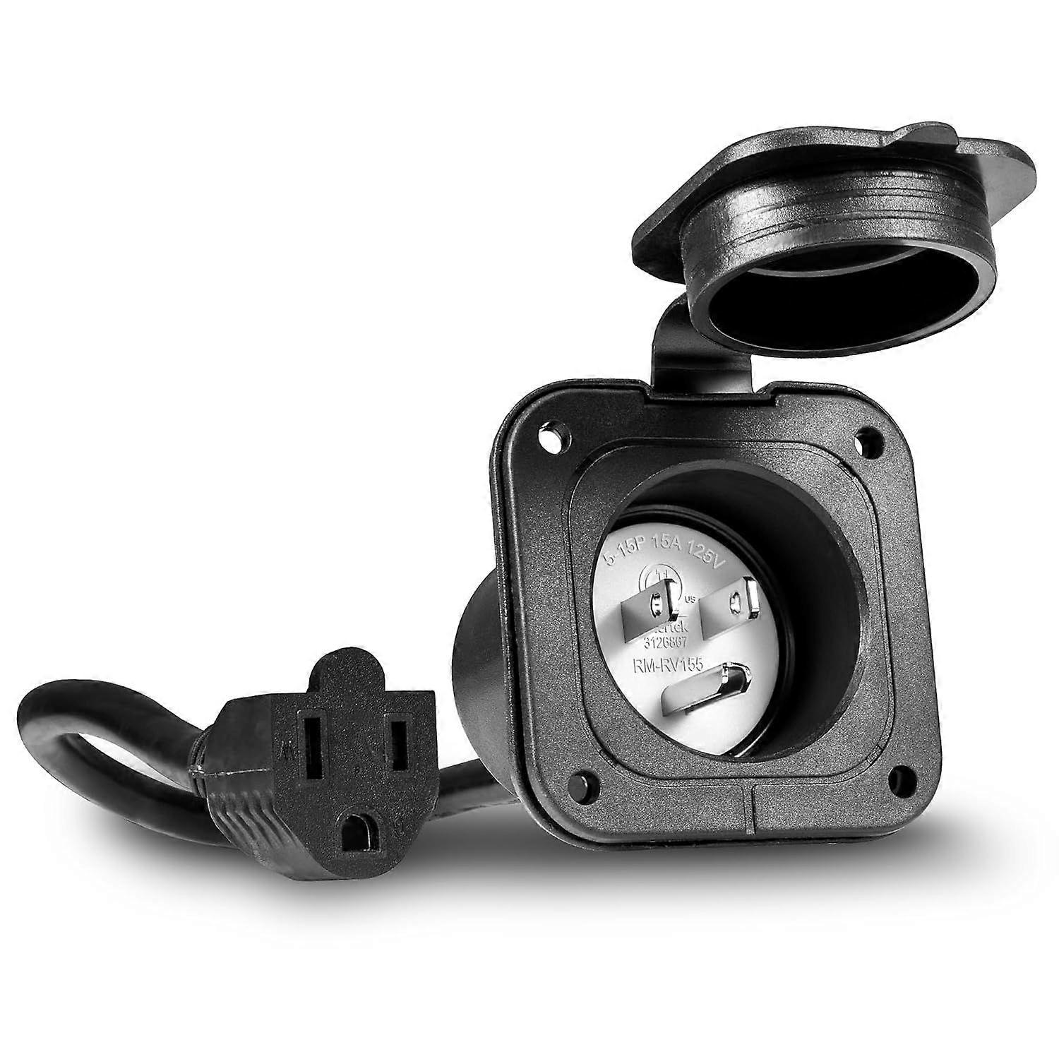 True Mods 15A AC Port Plug Flanged Inlet Socket 15 Amp Shore Power Supply