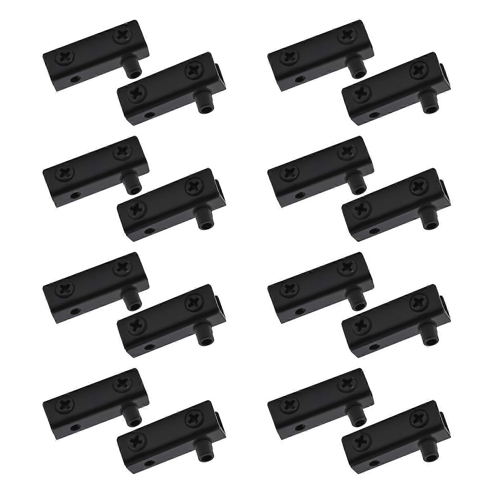 16Pcs Black Glass Door Hinge Clamp Kit for 46mm Frameless Cabinet with Smooth Pivot Rotation