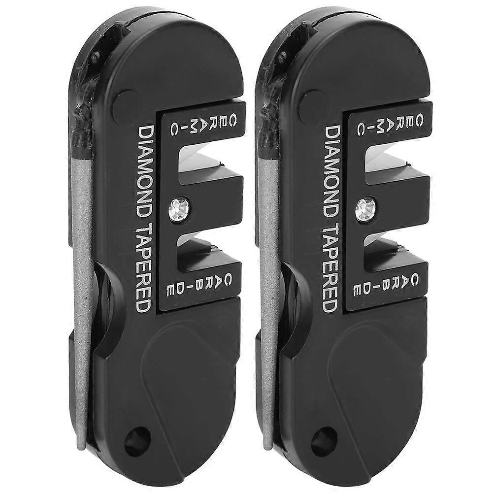2Pcs Portable Knife Sharpener with Dual Grinding Edges and Foldable Diamond Rod for Camping