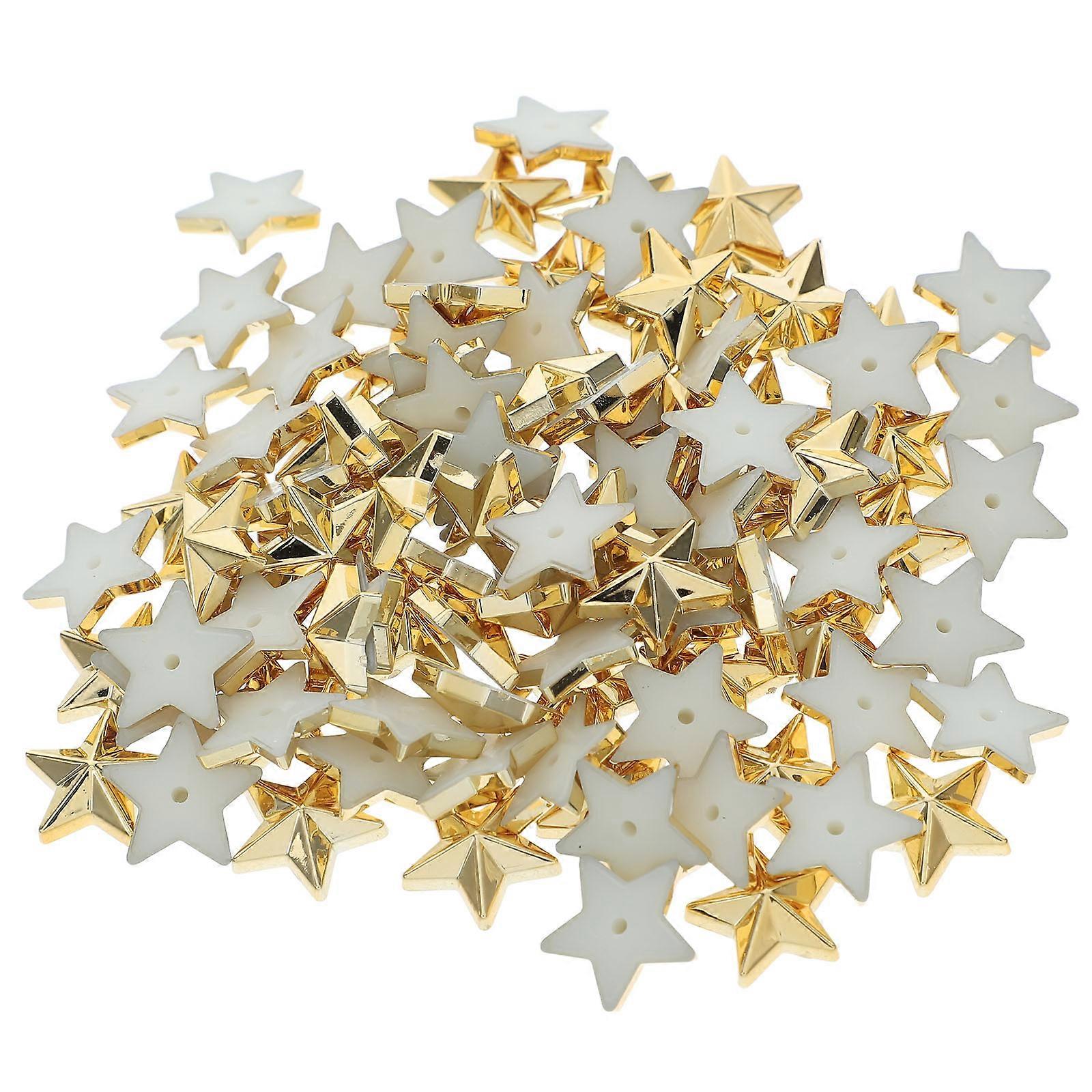 Acrylic Five-Pointed Star Stars for Accessories 100Pcs Golden Flatback