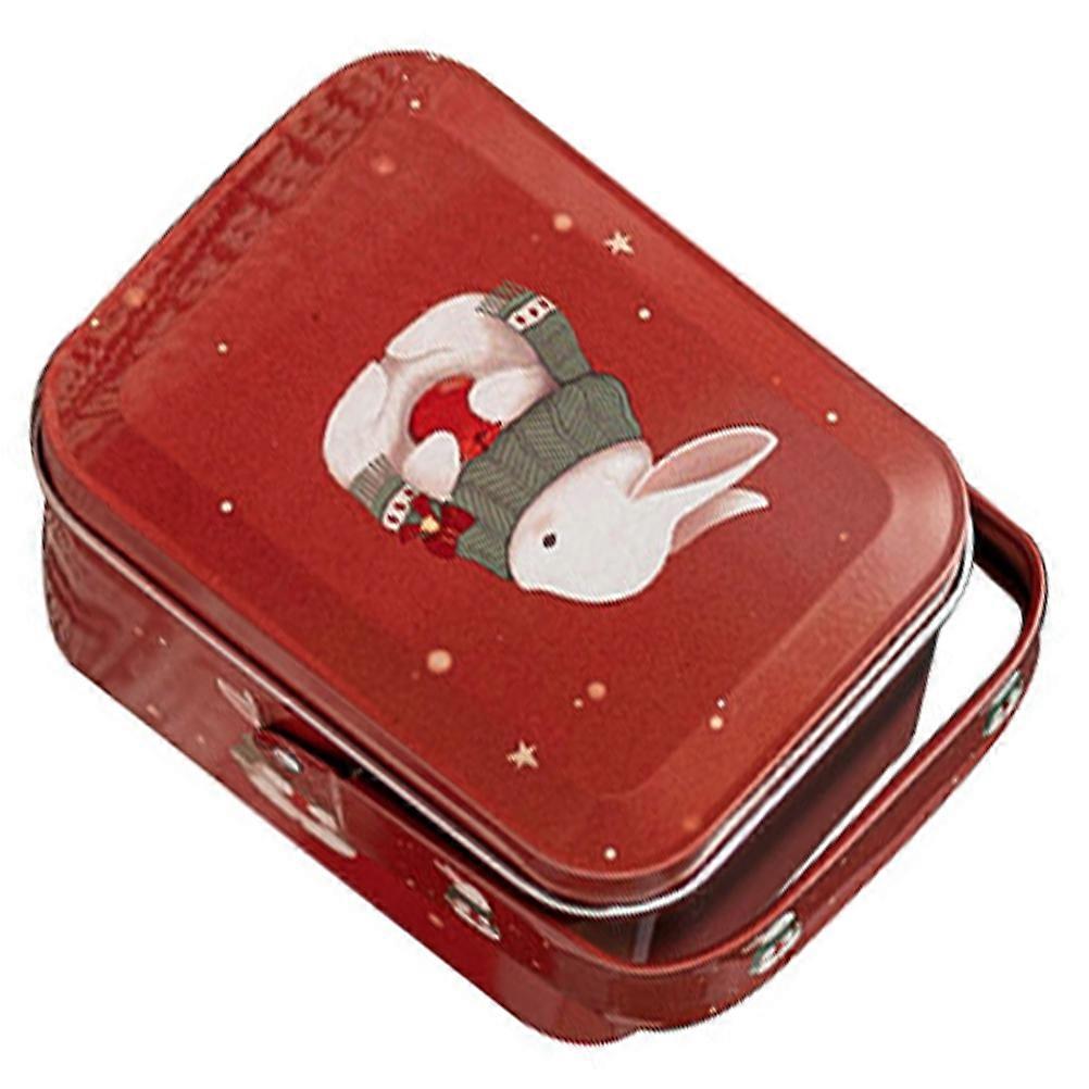 Red Easter Biscuit Storage Box Candy Holder Tinplate