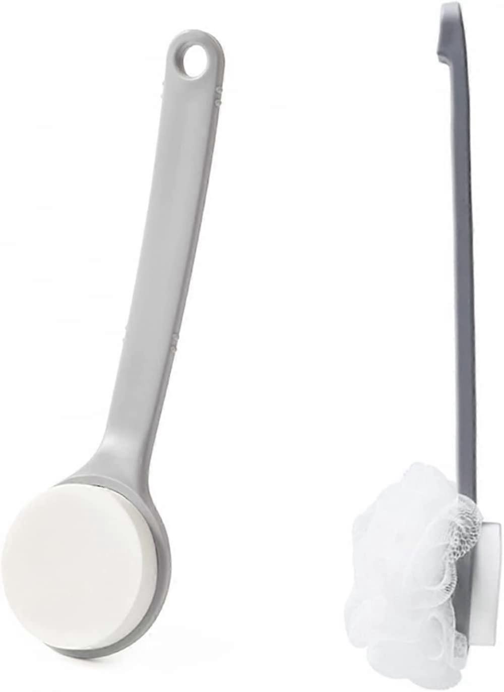 Back Scrubber and Bath Brush with Long Handle, DualSided Soft Mesh for Gentle Exfoliation