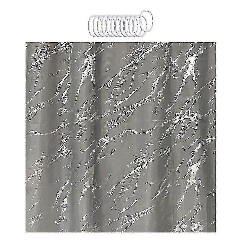 Mermer Desenli Su Geçirmez Polyester Duş Perdesi, Sıcak Gümüş Baskı, 180x180cm, 12 Kanca ile Birlikte