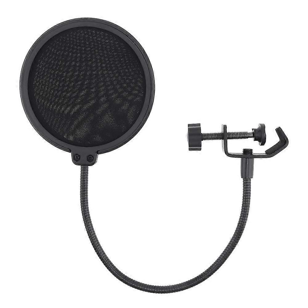 Professional Double Layer Microphone Pop Filter with 360° Gooseneck Clamp for Studio Recording