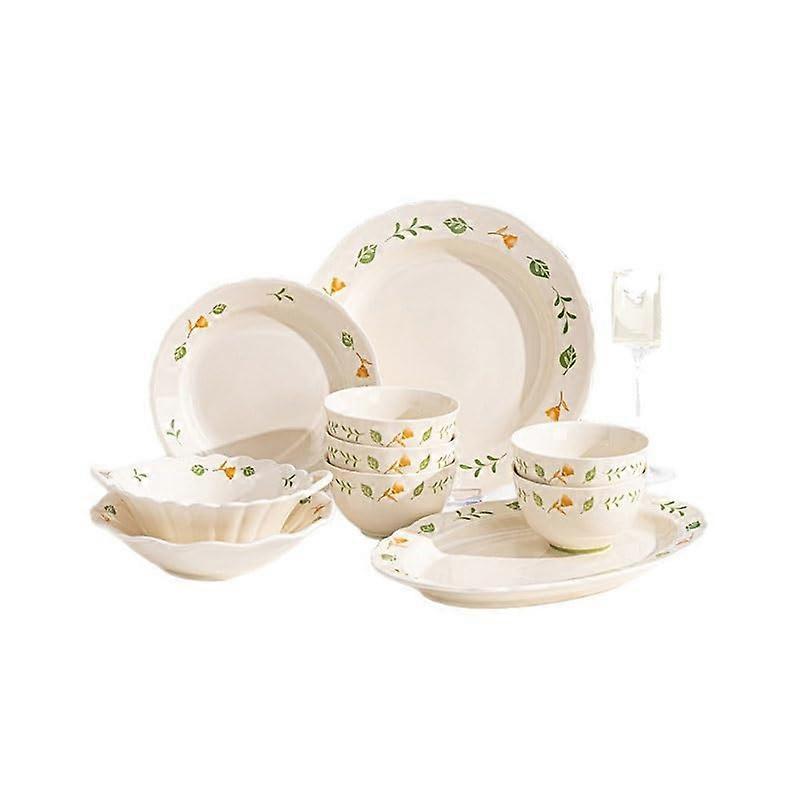 Ceramic Dinnerware Set with Reactive Glaze Fish Plate and Ramen Bowl, Handcrafted for Elegant Dining