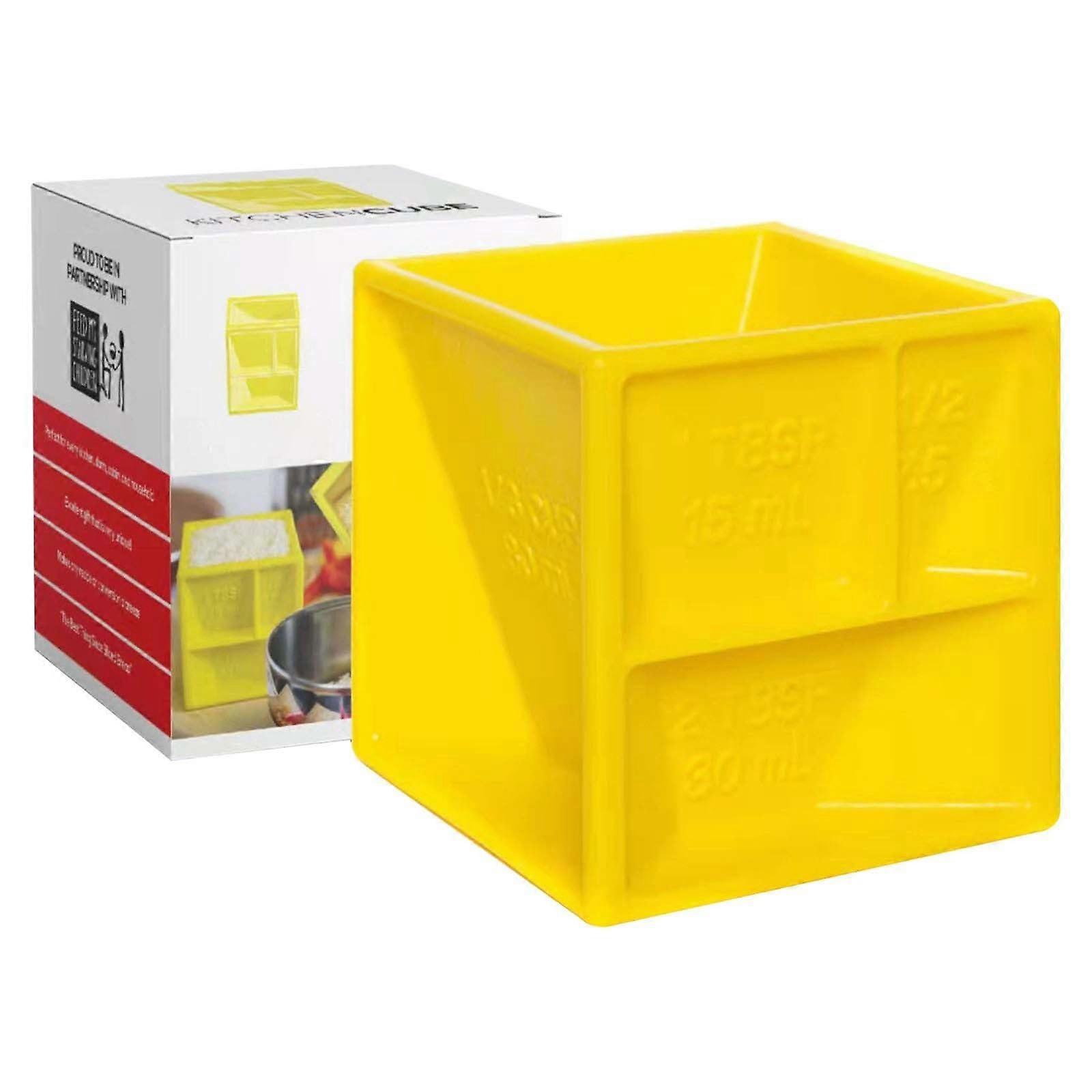 Adjustable Measuring Spoon Set AllinOne for Cooking and Baking Dishwasher Safe Yellow