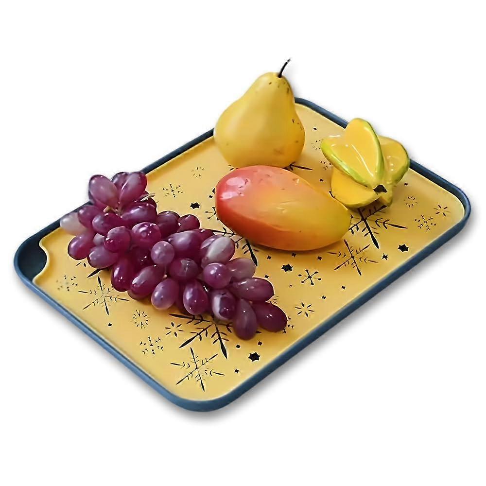 2Tier Dish Drying Rack with Removable Drain Tray, Compact Plastic Counter Dish Drainer, Yellow 11.5''