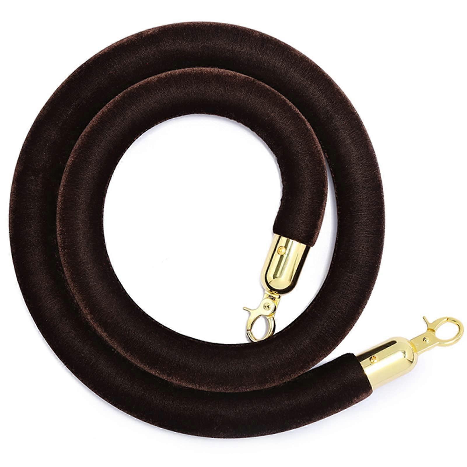 Velvet Stanchion Rope with Hooks for VIP Event Queue Control, 5ft Crowd Barrier with Silver Clasp
