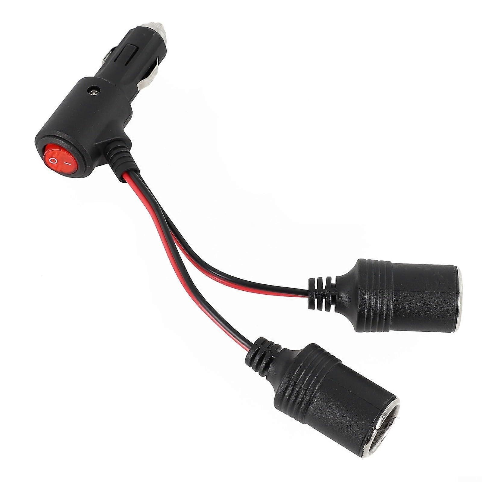 Car Cigarette Lighter Splitter 12V 24V Y Adapter with On Off Switch Dual Socket  Power