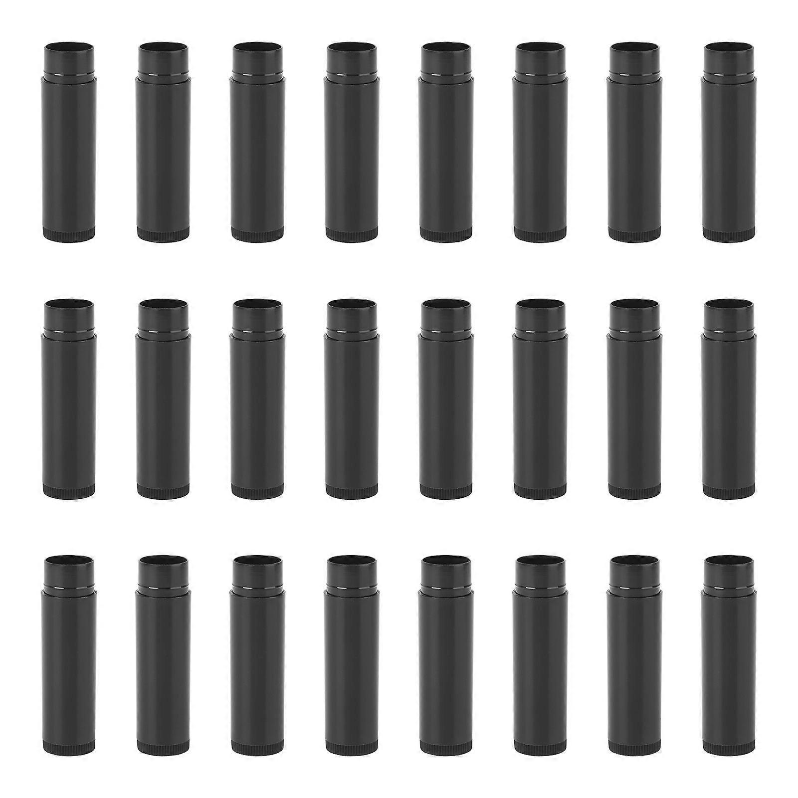 25pcs 5g Empty Plastic Lip Balm Tubes Containers Lip Gloss Storage Container (Black)