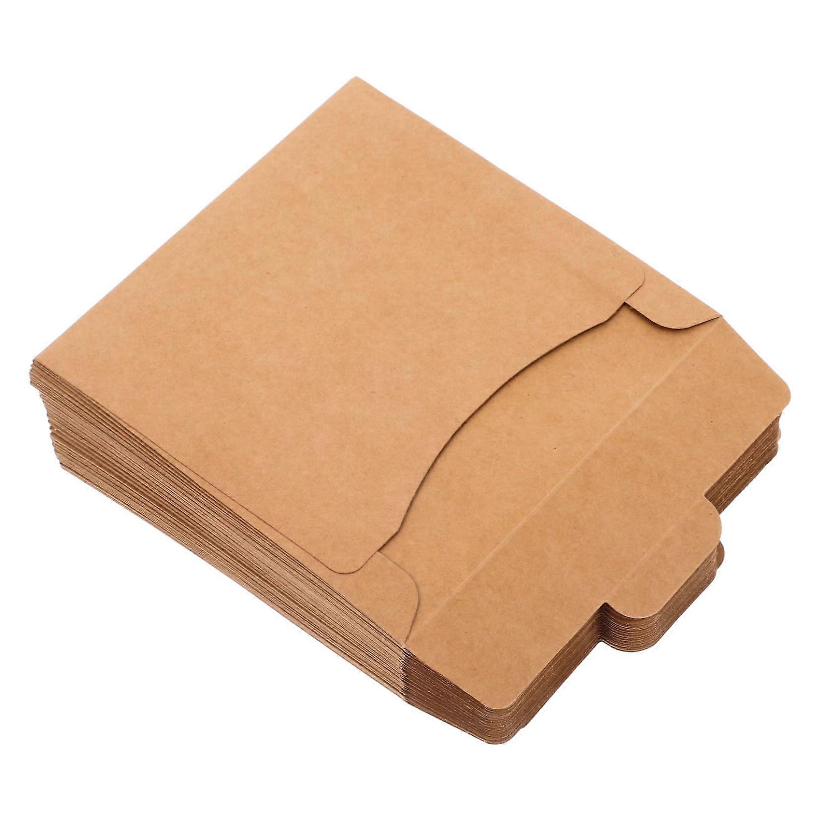50pcs Brown Kraft Paper CD Sleeves Square Design for Secure Disc Storage and Gift Packaging
