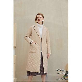 Women's Cotton-padded Clothes Long Knee-length Winter Clothes Diamond Lattice Cotton-padded Jacket New Winter Clothes Fashion Coat