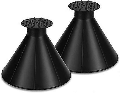 Cone Shaped Windshield Ice Scraper 2 Pack Large Diameter Fast Frost Removal Tool Black
