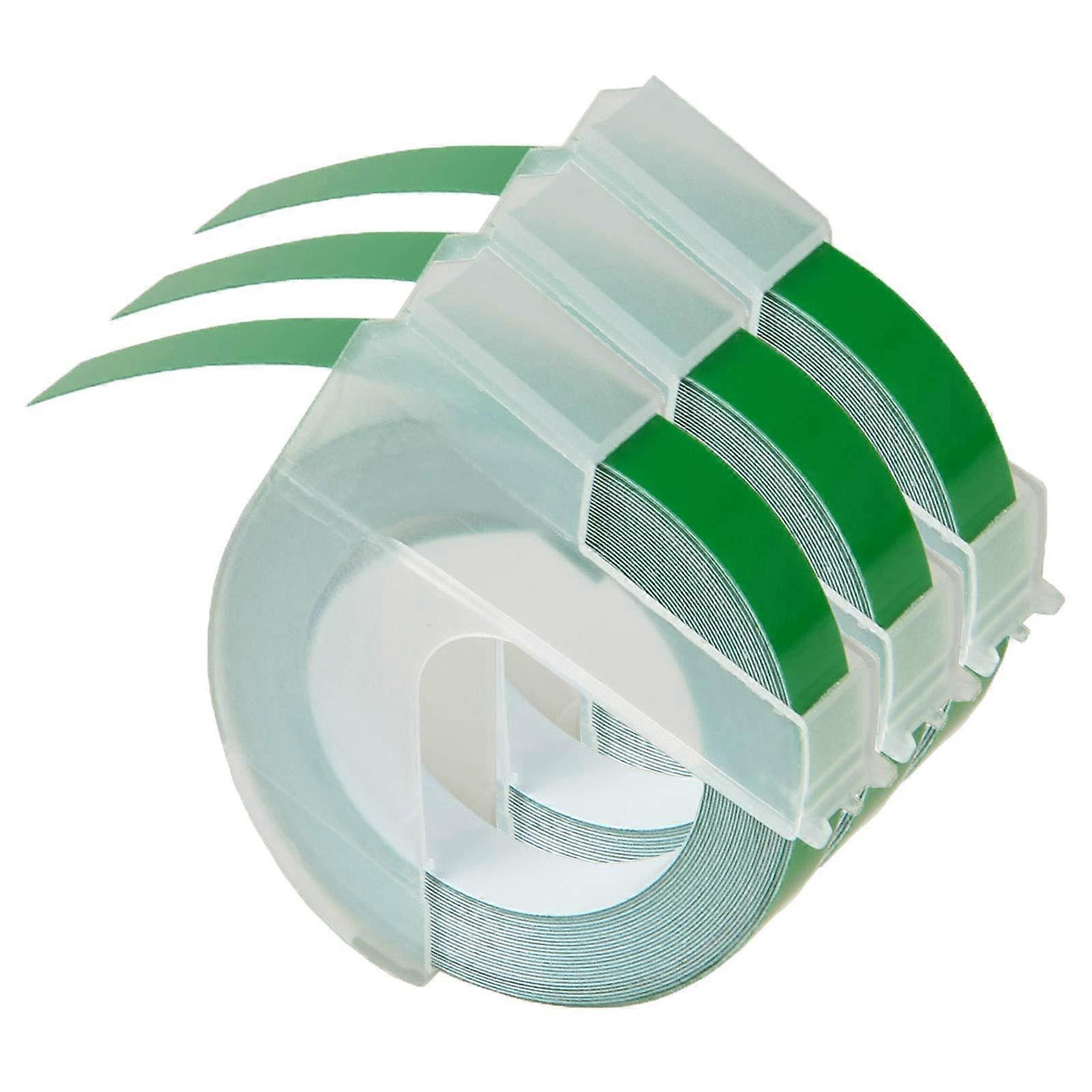 Embossing Label Tape White on Green 9mm 3Pack Durable Adhesive for Dymo Label Maker