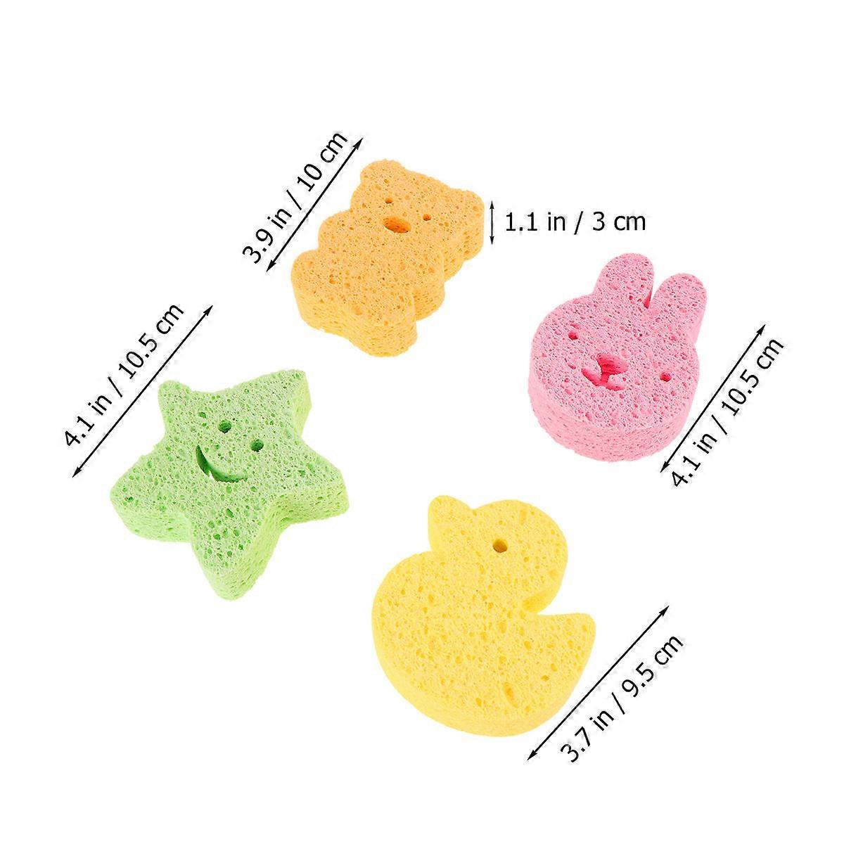 Baby Bath Sponge Pulp Sponge for Bathing Use 4Pcs Assorted