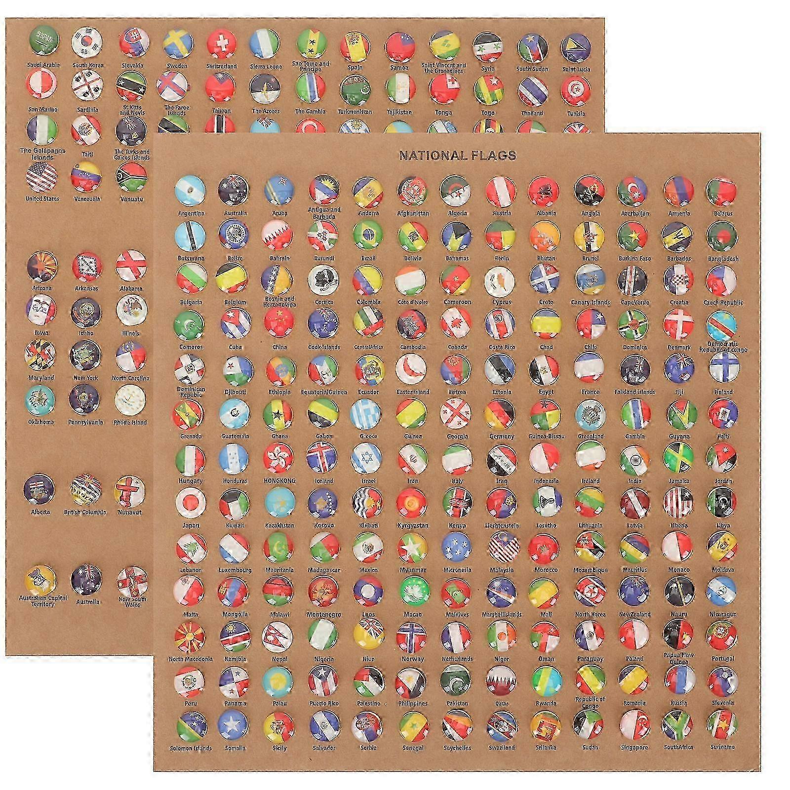 291pcs creative flag thumbtacks with world map for push pin board
