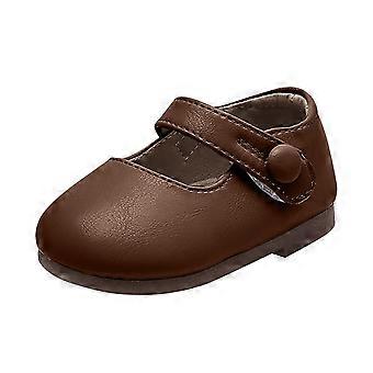 Mary Jane Ballerinas für Mädchen – Lauflernschuhe für Neugeborene mit weicher Gummisohle, Prinzessinnen-Hochzeits-Design, Braun, 18–24 Monate