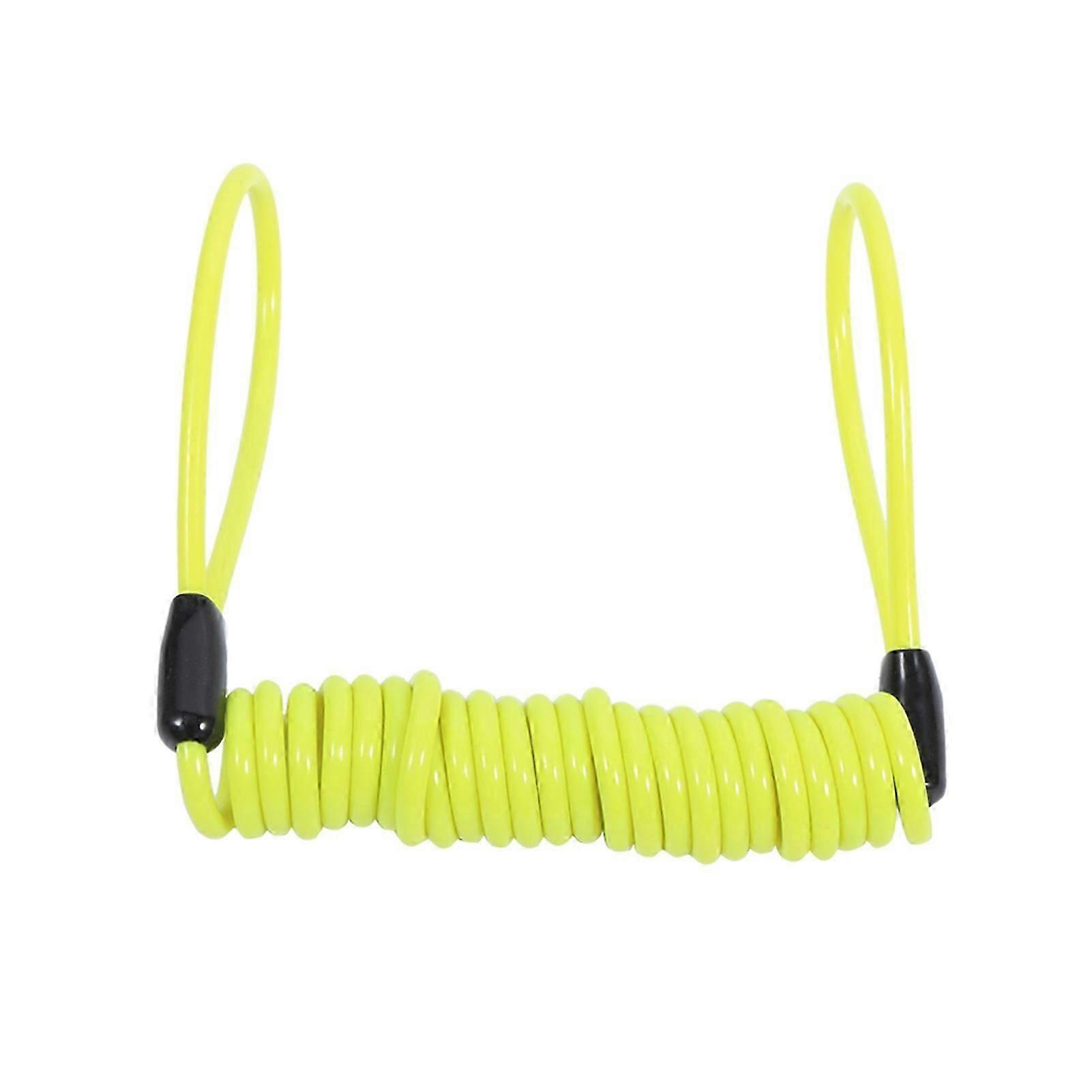 Motorcycle Bike Alarm Disc Lock Antitheft Security Spring Reminder Coil Cable Yellow