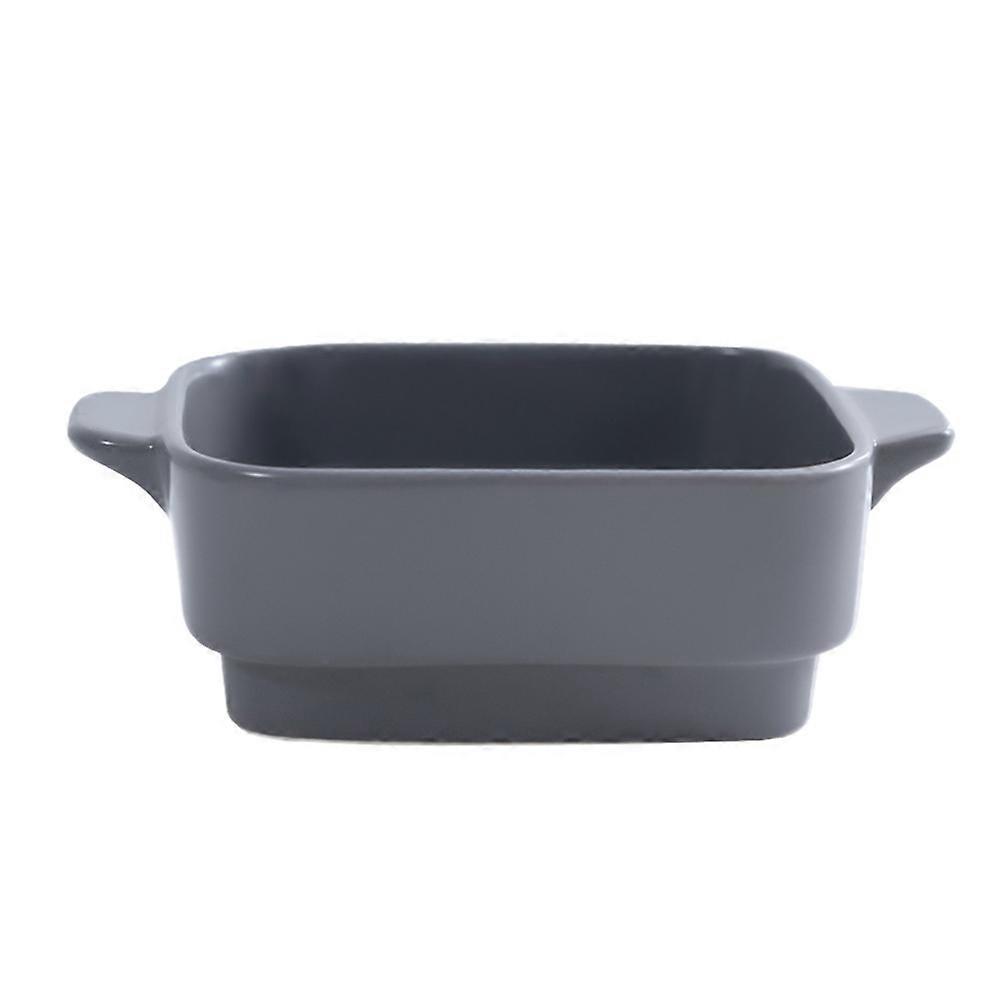 Grey Ceramic Baking Tray for Storage Using 2Pcs with Handle Design