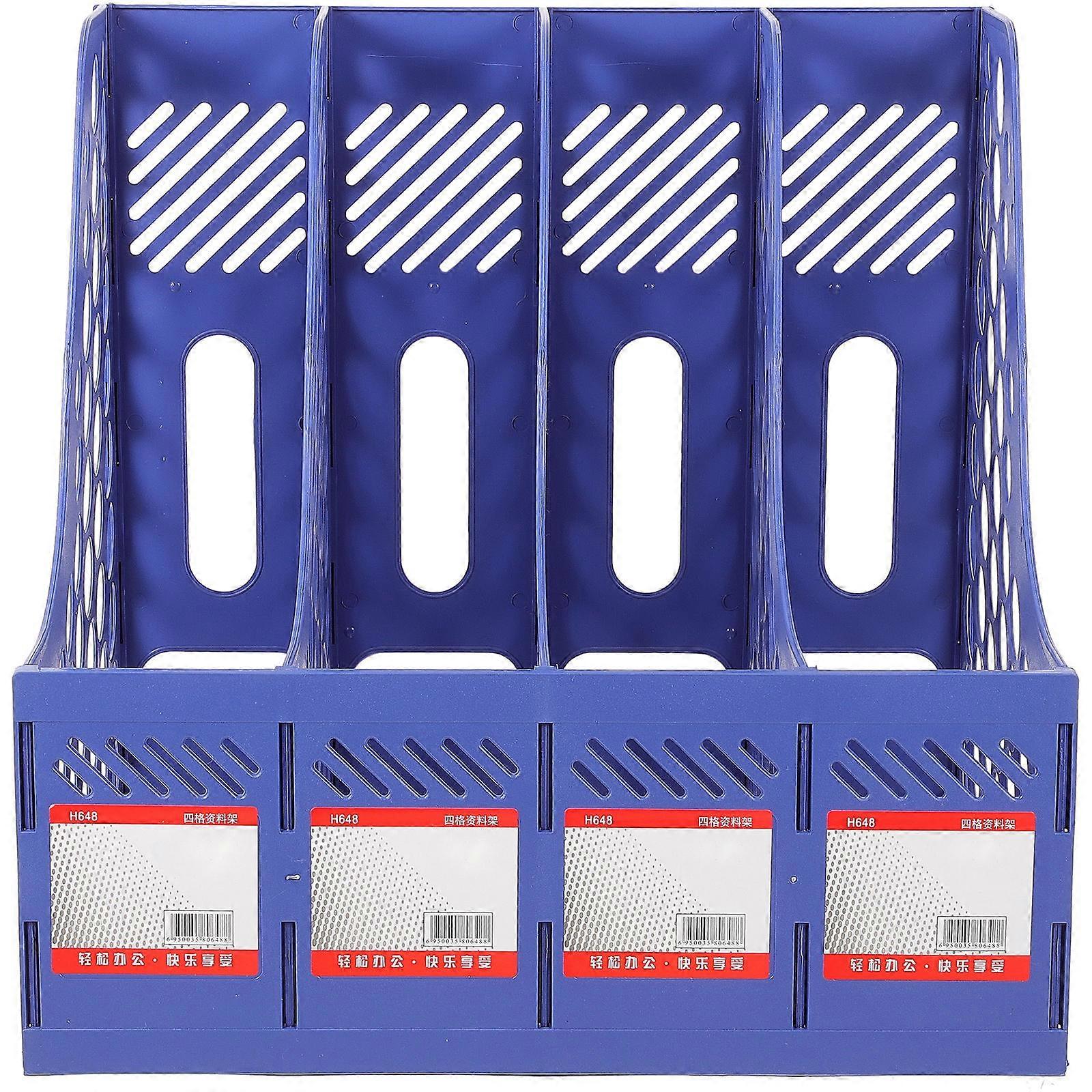 Document Rack File Storage Stand for Storage 1Set Blue Plastic Holder