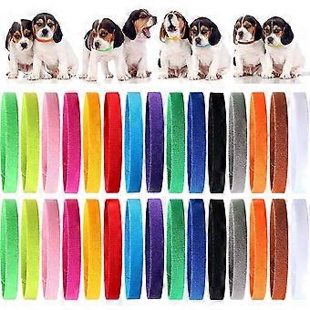 45 Pieces Puppy Whelping Collars Double-Sided Newborn Pet Identification Bands 3 Sizes Adjustable Puppy Collars Soft Co