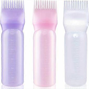 3 Pcs Hair Dye Applicator Bottles 6 Oz, Fridge-Safe Rectangular Containers with Graduations and Soft Bristle Comb Tip for Even Application