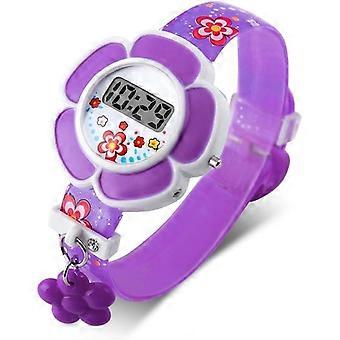 Flor forma crianças relógios, bonito crianças relógios desenhos animados novo adorável silicone relógio de pulso digital para meninos meninas tamanho livre roxo