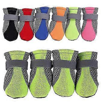 4pcs Pet Dog Shoes Non-slip Soft Sole Breathable Mesh Adjustable Straps Boots