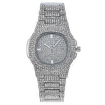 Bling Diamond Strass Uhr Unisex Quarz Armbanduhr mit Kalender