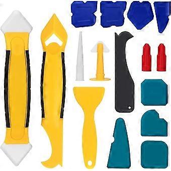 Siliconen Remover 16 stuks Siliconen Squeegee Grout Smoother voor badkamer Keuken vloer, Siliconen Grout Tool Scraper Set met schraper, Pakking Remover, Cau