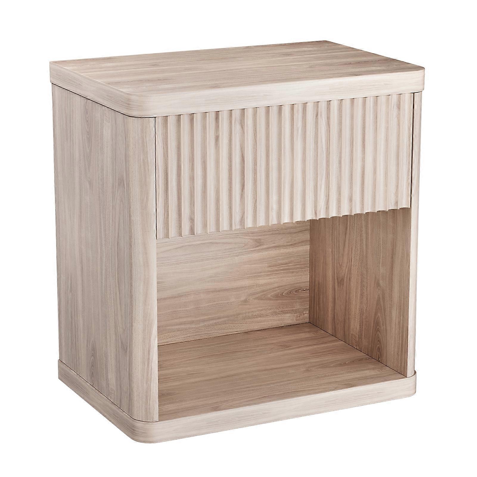Bedside Table with Open Compartment and Rounded Corners