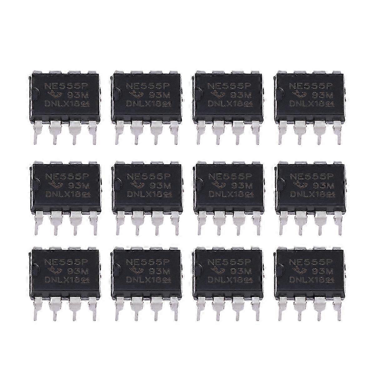 12pcs NE555P Highly Straight DIP-8 Single Bipolar Timer (Black)