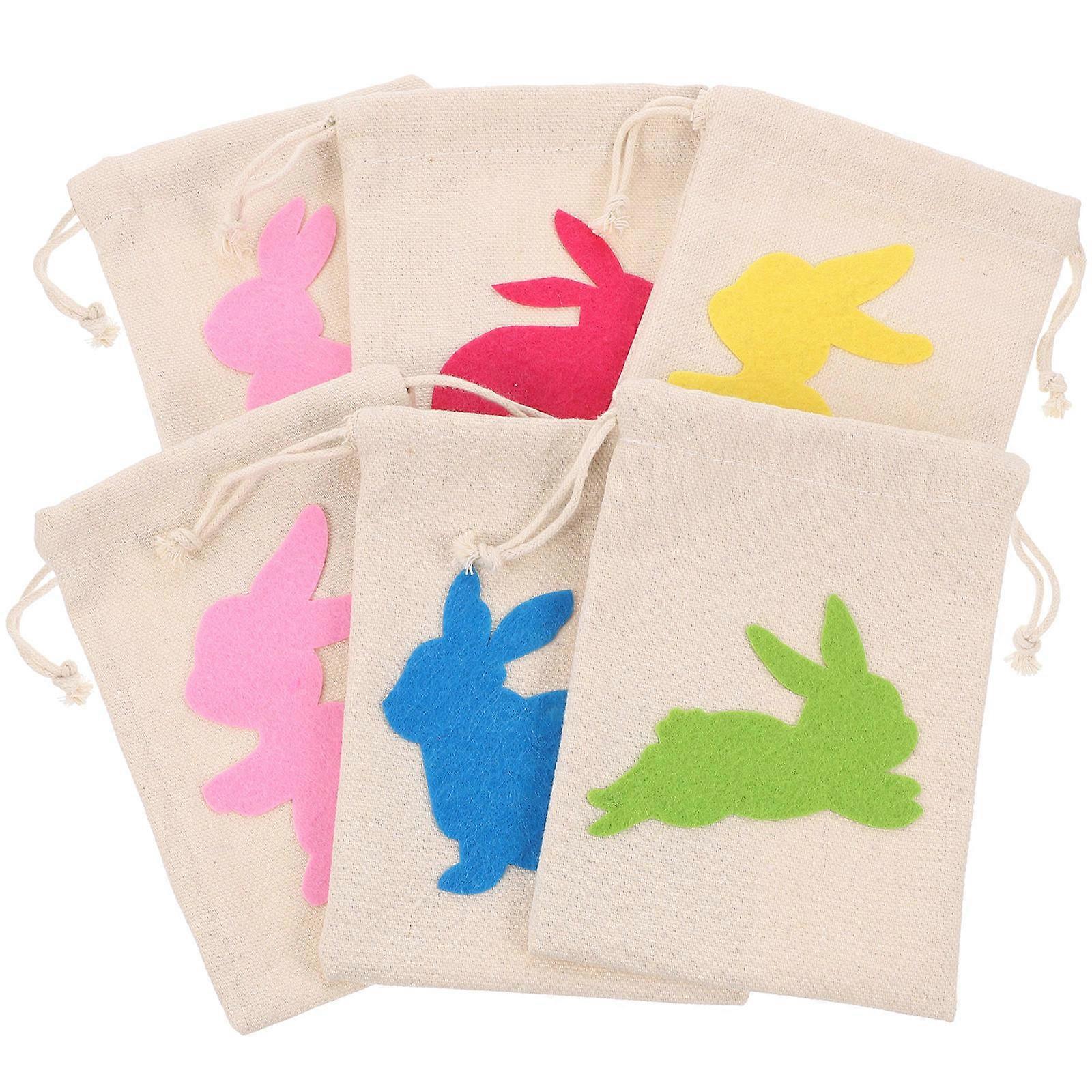 Assorted Color Rabbit Drawstring Bags Bags for Decor 6Pcs