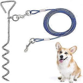 high qualityDog Tie Out Cable and Stake, 16ft/32ft Outside Dog Leash Chain Anti Rust Reflective Stake for Yard Training, Running, Hiking