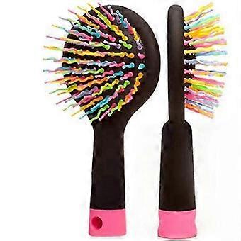 2 stuks draagbare regenboog haarborstels, massage antistatische krullende haar gladde kam, roze