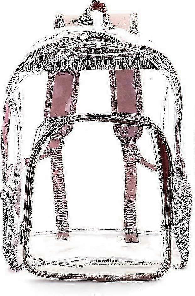 Heavy Duty Transparent Clear Backpack Plastic compatible with School Work (pink)
